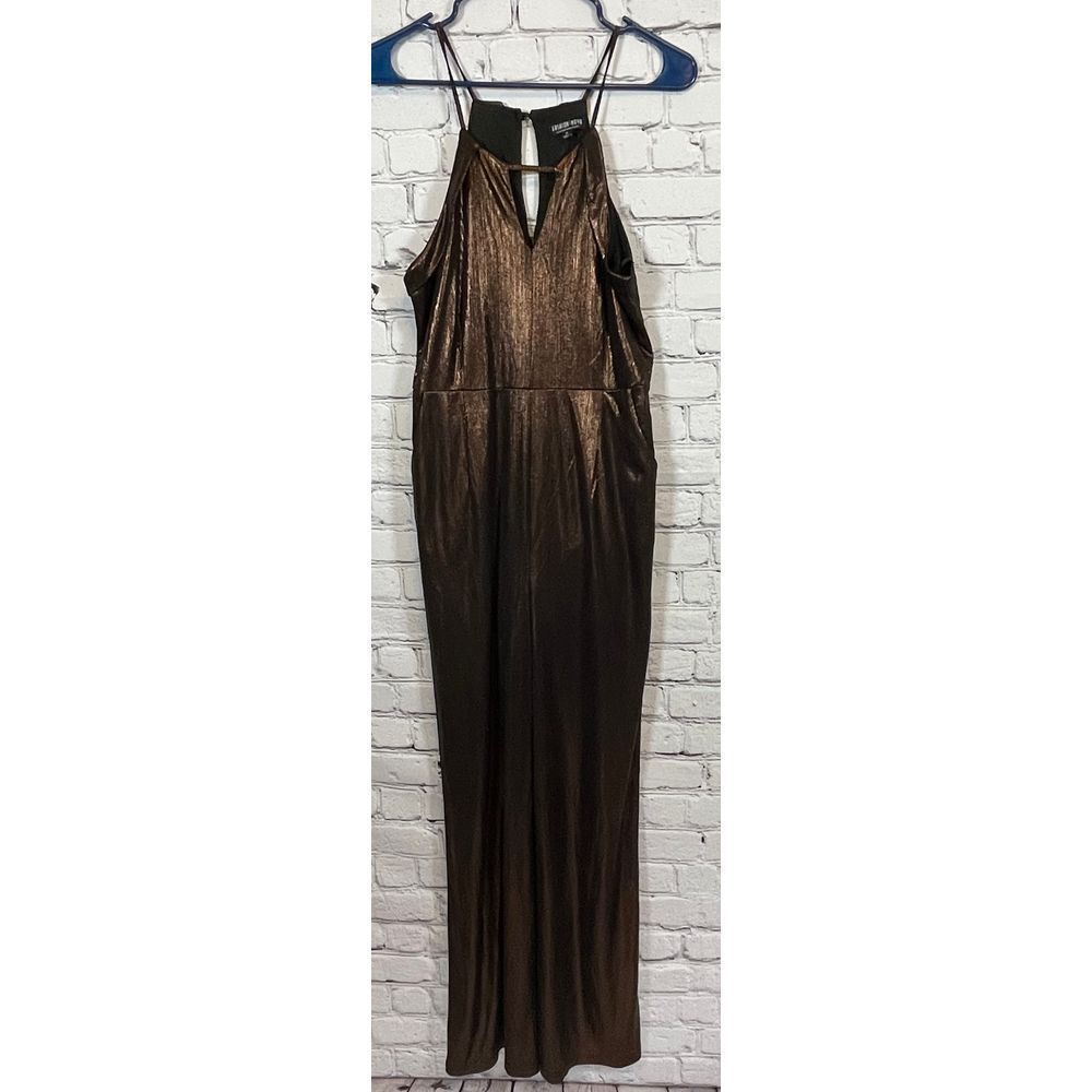 Fashion Nova Metallic Bronze Evening Jumpsuit Halter Neck‎ Party Size S